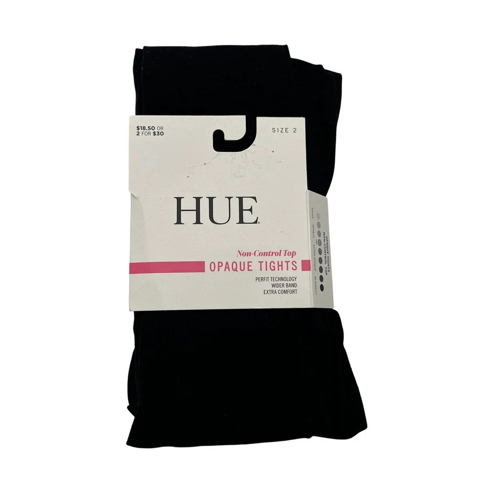 HUE Tights Womens Size 2 Navy Opaque Non-Control Top Perfit Technology U4689